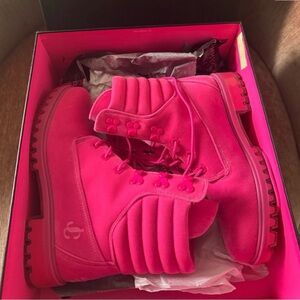Timberland Women's Bright Pink Combat Boots